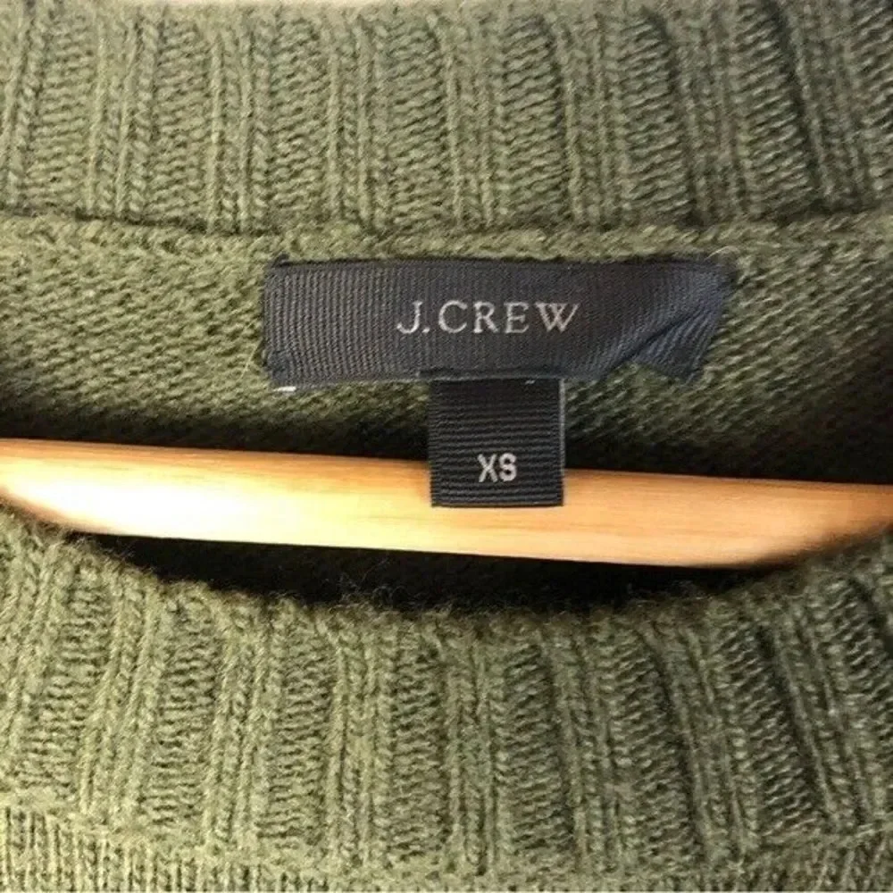 J. Crew Olive Green High Low Crewneck Sweater XS